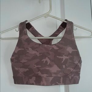 Athleta Pink and Grey Camo Ultimate Racerback Sports Bra. Size S.